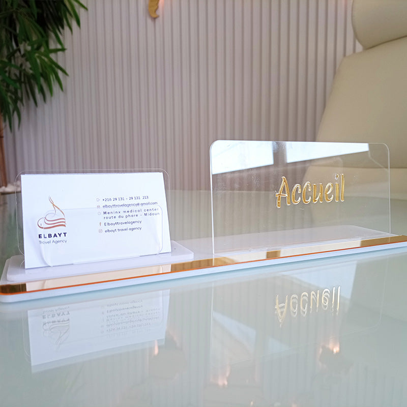 Business Card Holders and Welcome Signage