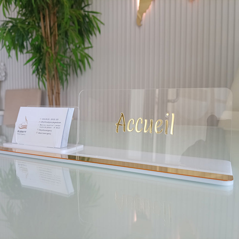 Business Card Holders and Welcome Signage