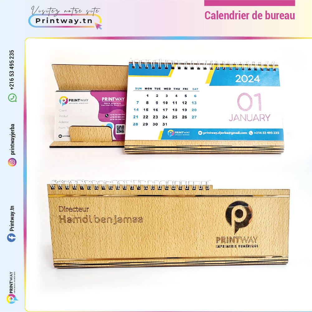 Calendrier de Bureau et porte Cartes de Visite